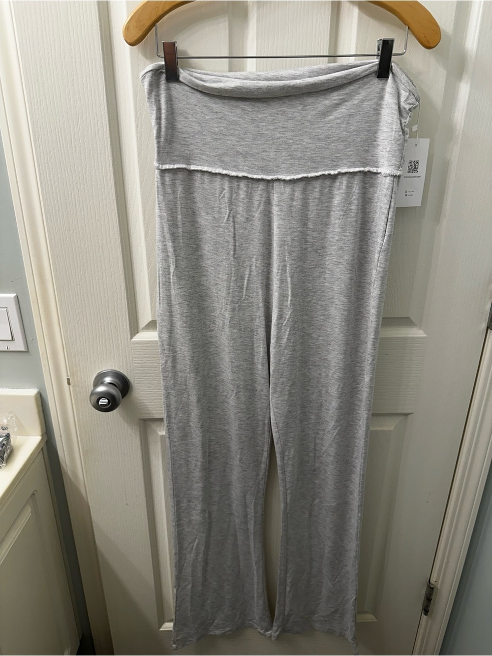 Sunday Lightweight Fold-Over Waistband Lounge Pants - Light Gray